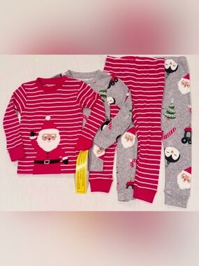 Carter's Kids' Red Stripe Santa Pajama Set 2T